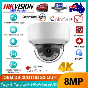 AU Hikvision 4K 8MP ColorVu+IR Acusense POE IP Camera Mic OEM DS-2CD1183G2-LIUF