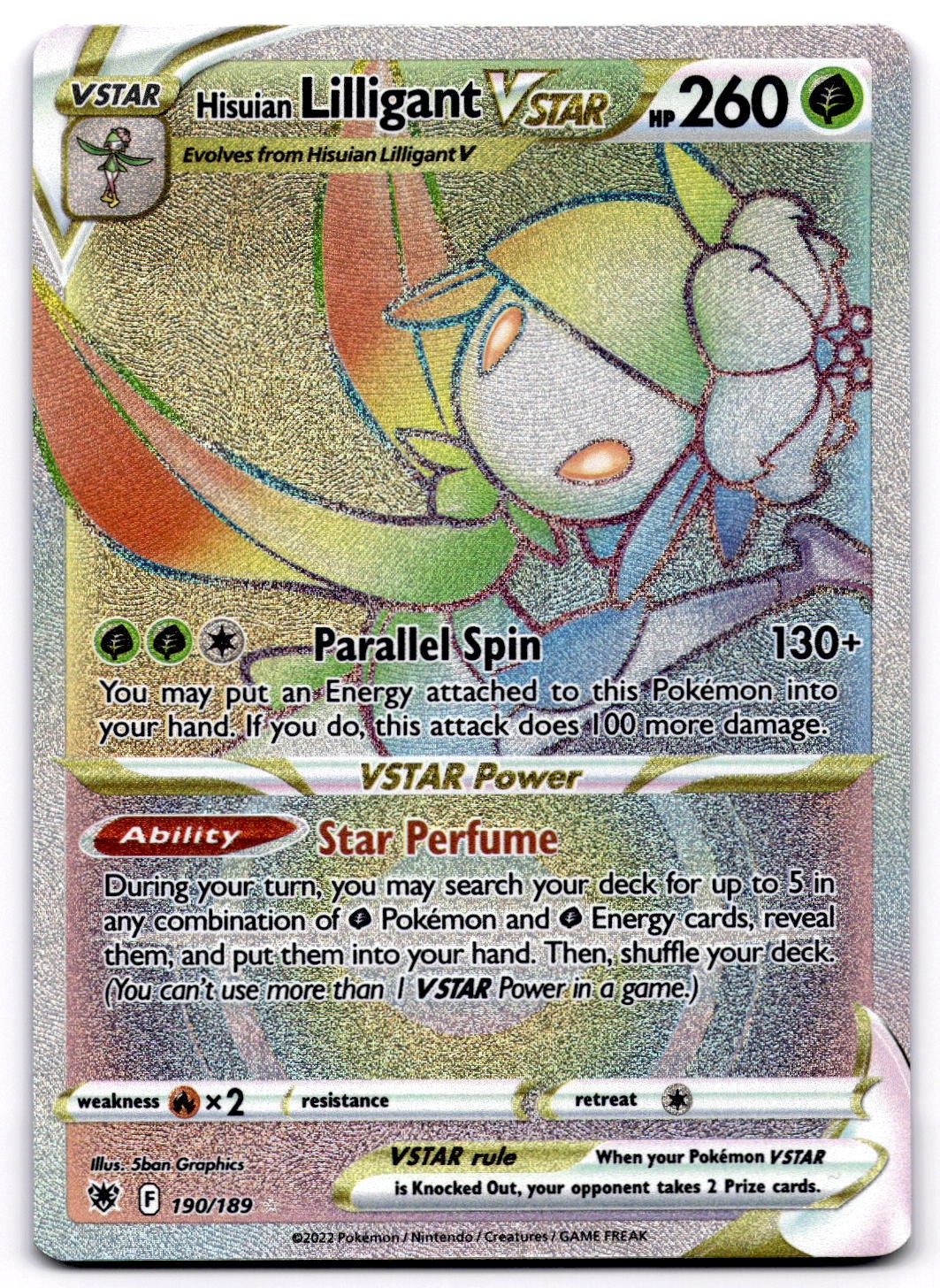 Hisuian Lilligant VSTAR 190/189 Astral Radiance Secret Rare Pokemon Card - NM
