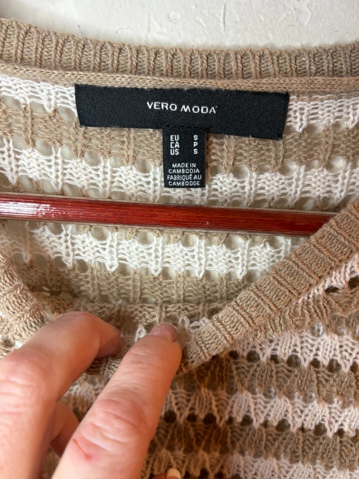 Vero Moda Jersey Punto Abierto Marrón y Blanco Talla M 4-8 Foto 3 de 4