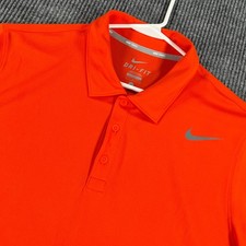 Nike Polo Shirt Mens Large Orange Short Sleeve Golf Dri Fit Tennis Casual