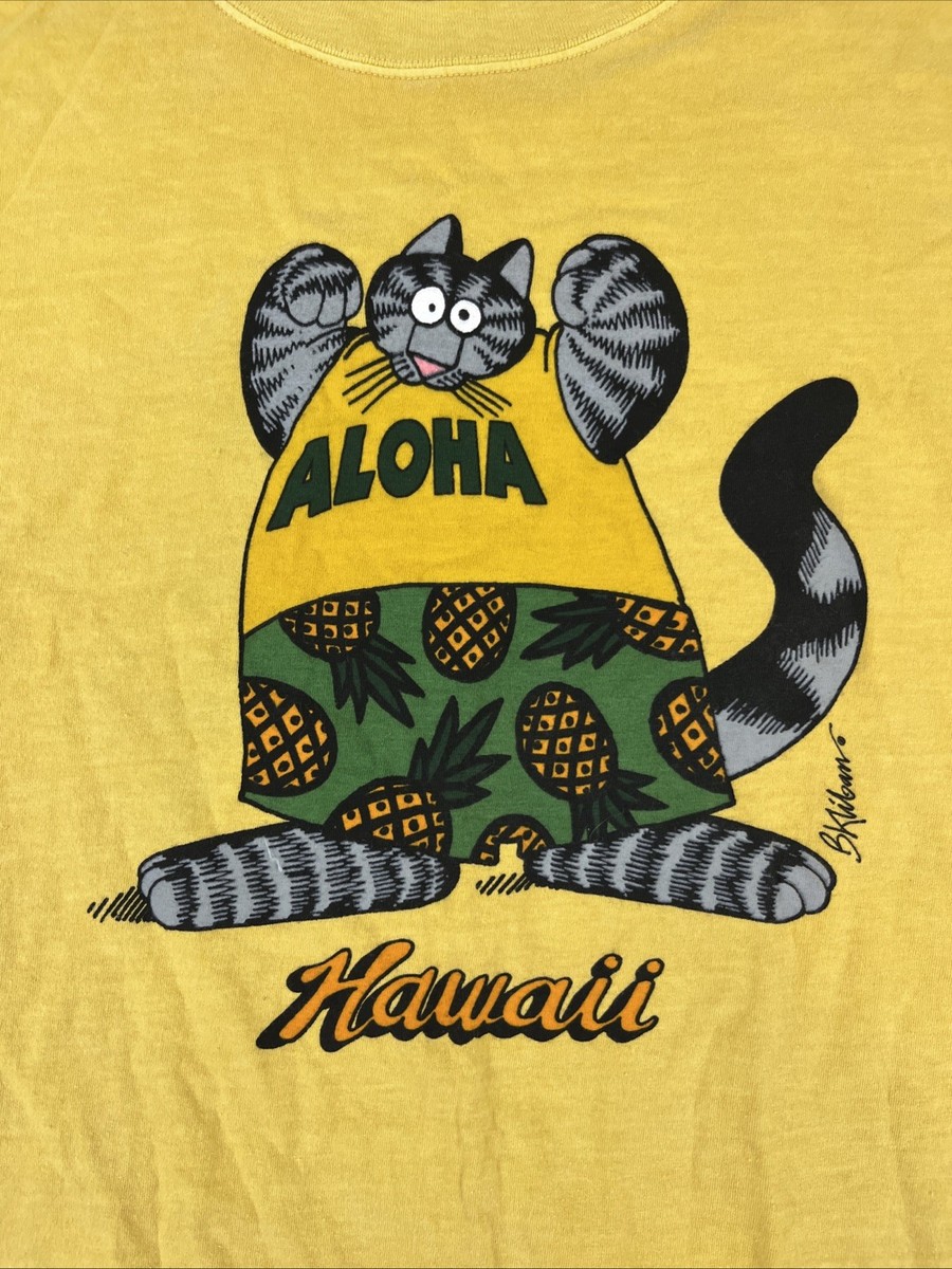 Vintage Crazy Shirts Kliban Cat Aloha Hawaii Double-Sided T-Shirt