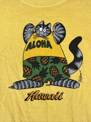 Vintage Crazy Shirts Kliban Cat Aloha Hawaii Double-Sided T-Shirt