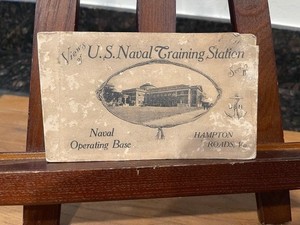 Vintage "Views of U.S. Naval Training Station - Hampton Roads, VA" Postcard Book