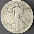 1917 D Denver Mint On Obverse 50C Walking Liberty Half Dollar