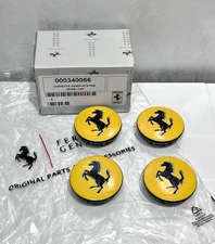 4 Pcs Ferrari Genuine Yellow Wheel Center Cap Set OEM - 340066