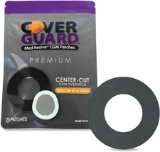 CGM Overpatch | Dexcom G7, Stelo | Black Center-Cut Design| 25-Count | Waterproo