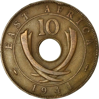 [#709314] Münze, EAST AFRICA, George VI, 10 Cents, 1941, SS, Bronze, KM:26.1 - Bild 1 von 2