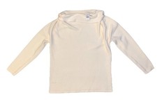 Ann Taylor Loft NEW Cowl / Mock Neck Wool Blend Ribbed Sweater Ivory Cream Sz L
