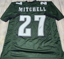 PHILADELPHIA EAGLES QUINYON MITCHELL SIGNED GREEN CUSTOM JERSEY  JSA