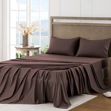 FreshCulture Full Sheet Set - Ultra Soft Microfiber, Deep Pockets, Brown