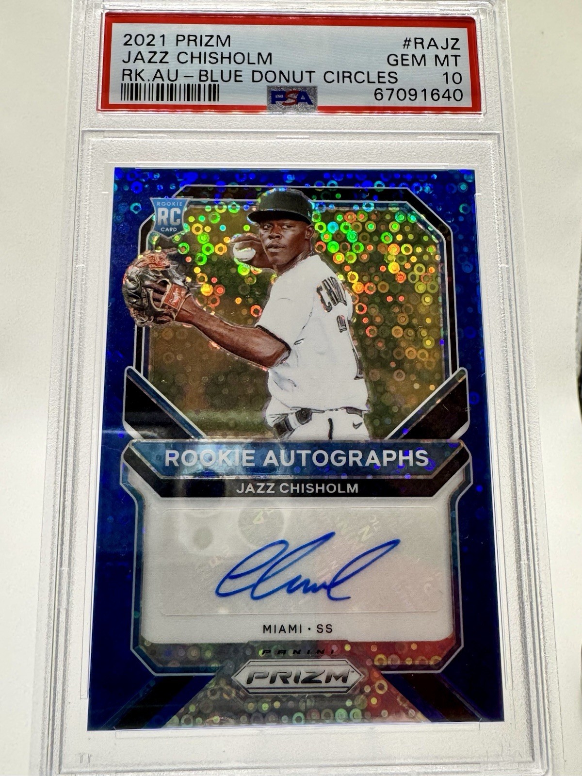 2021 Panini Prizm - Rookie Autographs Jazz Chisholm #RA-JZ Blue Donut Circle...