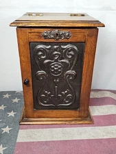 Antique England Oak Tobacco Pipe Cabinet