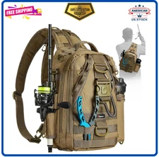 Fishing Tackle Backpack with Rod & Gear Holder, Lightweight Outdoor Water-Resist