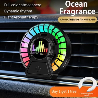 Car Music Rhythm Lamp Air Freshener RGB LED Strip Sound Control Atmosphere Light