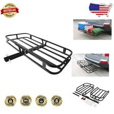 Spacious 53" Steel Hitch Mount Cargo Carrier - 500lb Capacity, Heavy Duty, Black