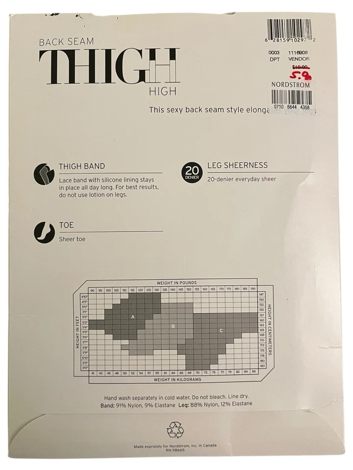Medias pantimedias Nordstrom costura trasera hasta los muslos negras talla A encaje Foto 2 de 2