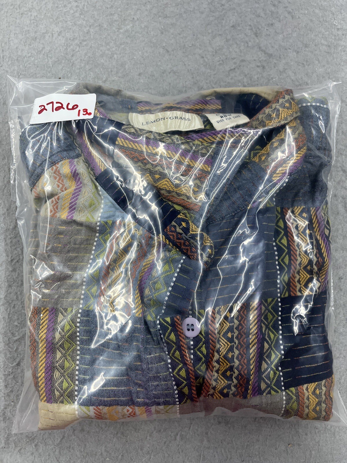 VTG Lemon Grass Blouse Patchwork Button Up 28W Ma… - image 8