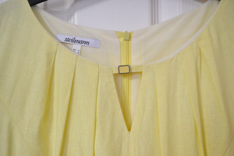 STEILMANN Ladies Sleeveless Linen Shift Dress UK Size 16 Lemon Yellow