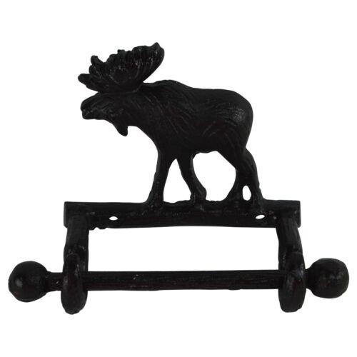 Metal Wall Mount Moose TP Toilet Paper Tissue Roll Holder Cabin/Lodge Bath Decor - Picture 1 of 3