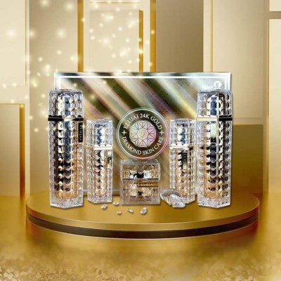 K-Beauty Cosmetics Eluzai Essence Eye Cream 24K Gold Diamond Skin Care 5 Piece