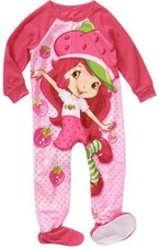 Strawberry Shortcake Girl Footed Pajamas Blanket Sleeper Size 5T