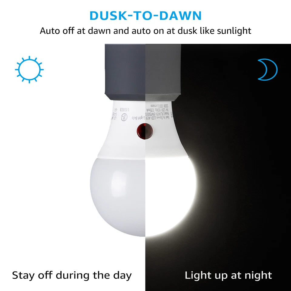 TORCHSTAR 9W (60W Eqv.) Dusk-to-Dawn A19 Photo Sensor LED Light Bulb, CRI80+ - Image 2 of 4