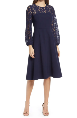 Eliza J Midi Lace Dress, 8 / Blue