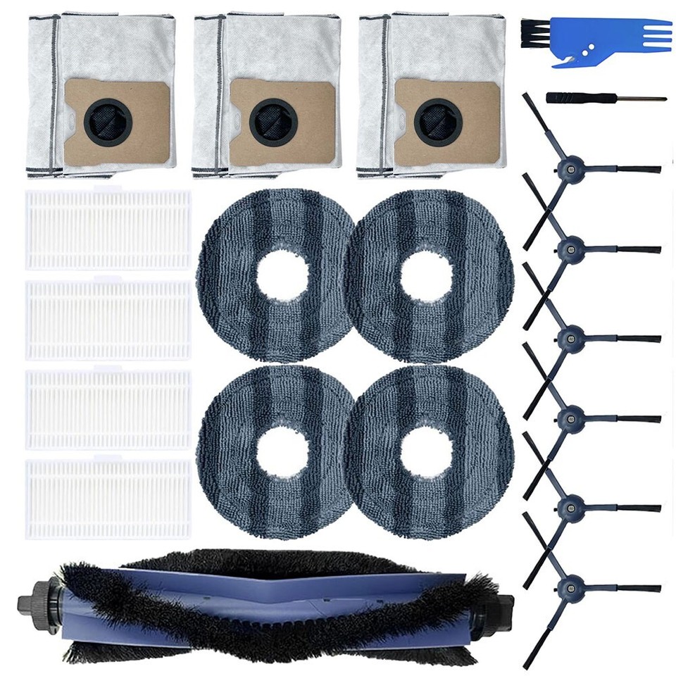 Lot De 12 Pièces De Rechange C20 Omni Compatibles Avec Aspirateur Robot Eufy C20 Omni, Kit D'accessoires, 1 Brosse à Rouleau, 4 Brosses Latérales, 2 Filtres HEPA, 3 Sacs à Poussière, 2