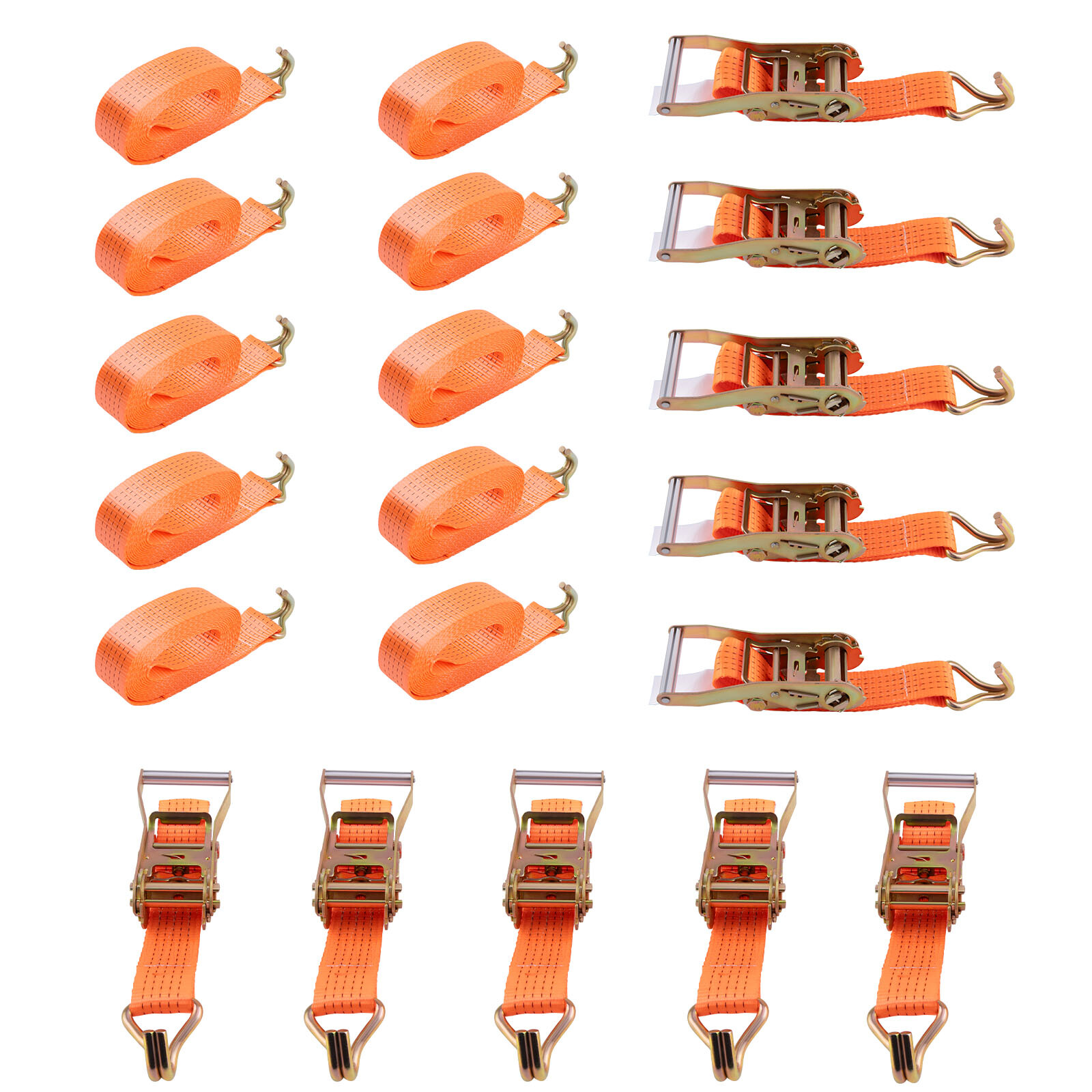 10X 6M 5000KG 5 TON HEAVY DUTY RATCHET STRAP 50MM TIE DOWN J HOOK LASHING STRAP