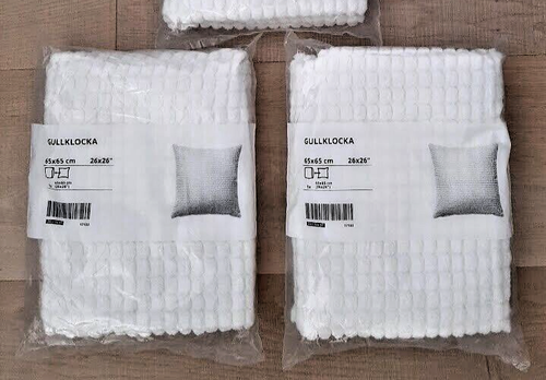 2 IKEA PILLOW COVERS 26 x 26 GULLKLOCKA WHITE CHENILLE SQUARE In Zipper