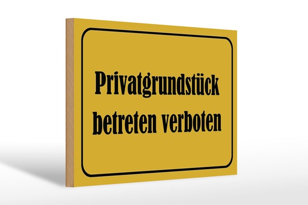 Holzschild Hinweis 30X20 Cm PrivatgrundstüCk Betreten Deko Schild Wooden Sign-image