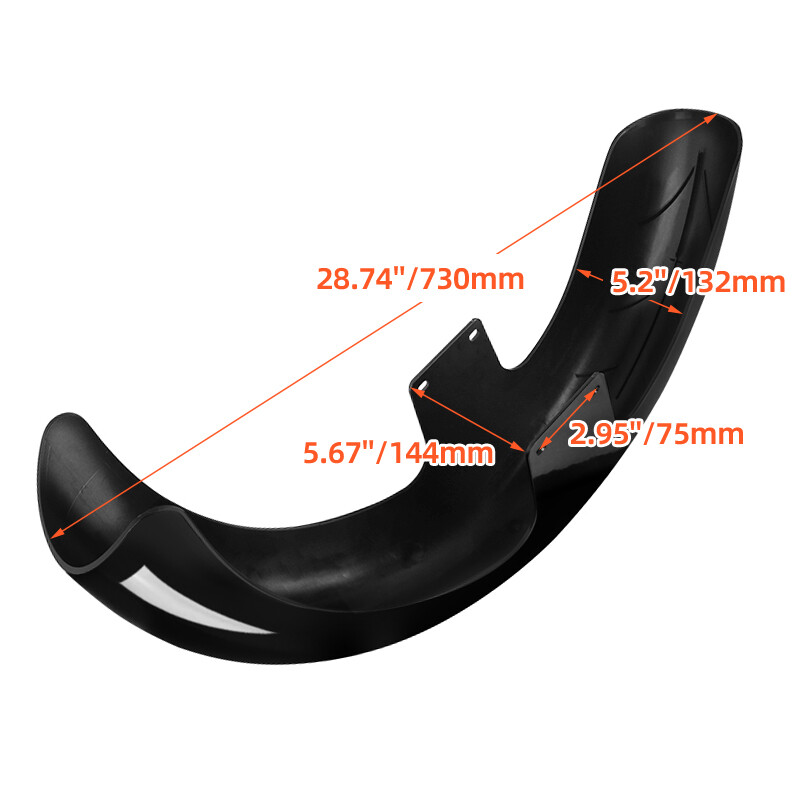 19-inch Vivid Black Front Fender For Harley Electra Glide, Road Glide & Bagger Models - Steel, Pre-Drilled - View #2