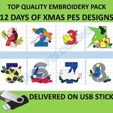 12 Days of Christmas Stickmotive USB | PES Maschine Stickdateien Xmas