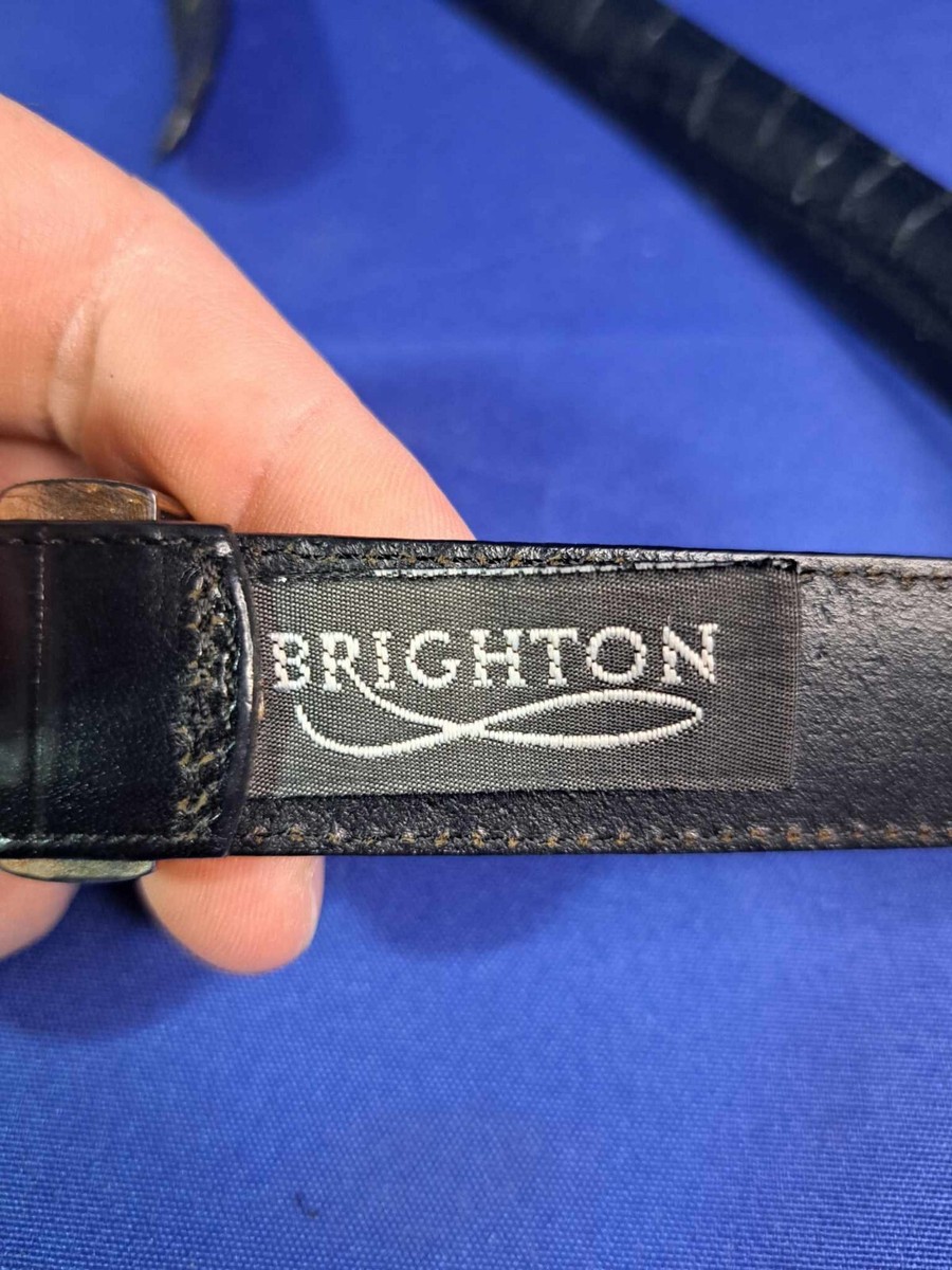 1996 Brighton Belt Black Leather Silver Buckle - 36 Inches  display picture 1