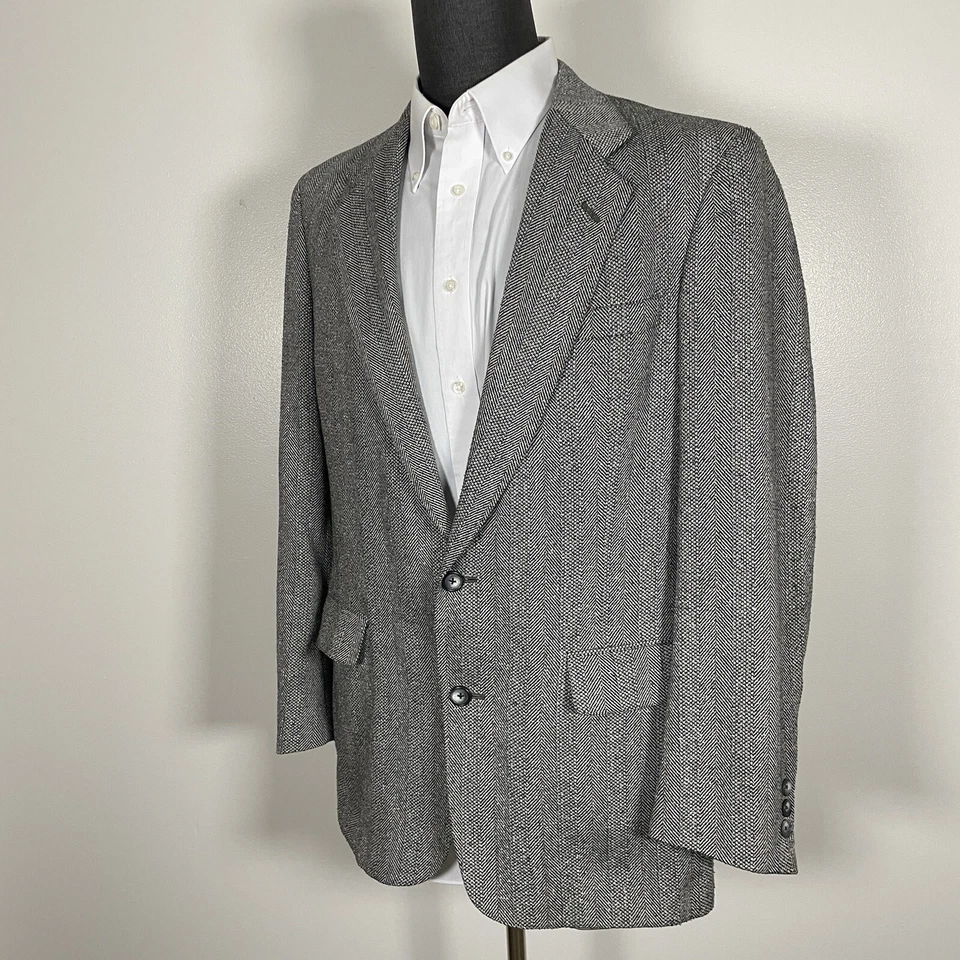 John Alexander USA Made Sport Coat Mens 42L Vintage Multicolor Tweed Wool Stripe - Image 3 of 4