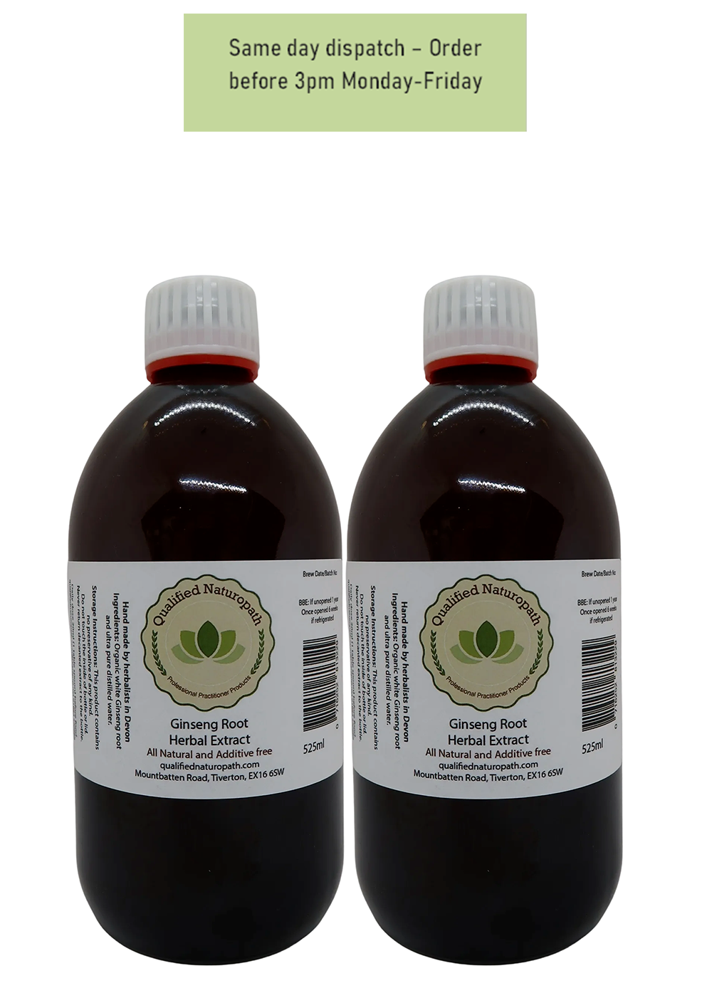 Ginseng Root Herbal Extract - Twin Pack 1050ml (2x525ml) - Next Day Delivery