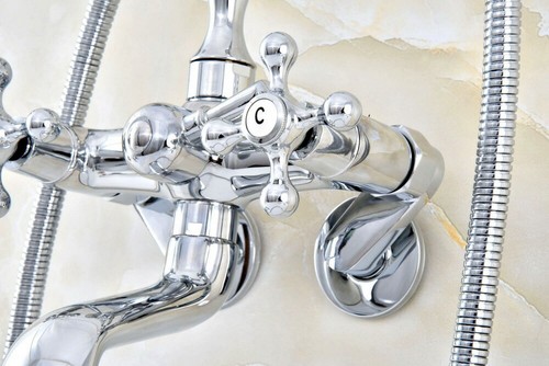 Kingston Brass 3-3/8" Tub Mount Clawfoot Tub Faucet With Hose & Spray Chrome - Picture 8 of 9