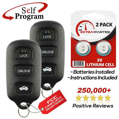 2 For 2002 2003 2004 2005 2006 Toyota Camry Car Remote Keyless Entry Key Fob