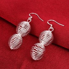 Womens 925 Sterling Silver Elegant 50mm Long Drop Dangle Fashion Earrings E263