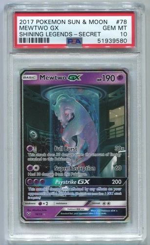 Pokemon Mewtwo GX Shining Legends Secret Rare #78 PSA 10 Gem Mint