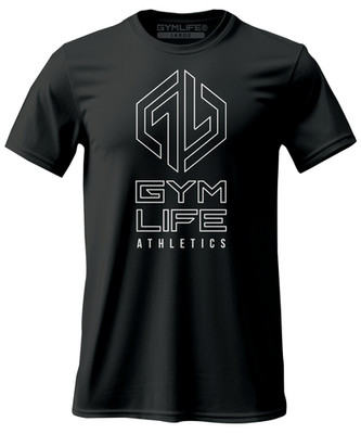 GYM LIFE  Fuse Power Up Mens Athletic T-Shirt Workout Exercise Fitness Tee Black