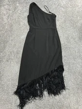 Anthropologie Hutch One Shoulder Midi Dress Womens Small Black Asymmetrical Hem