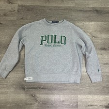 Polo Ralph Lauren mens L Large gray crewneck pullover fleece sweatshirt EUC