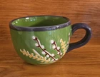 VTG Stangl Pottery 23 Cup Bowl Handled 5x3.75" Green Glazed Floral Painted MCM