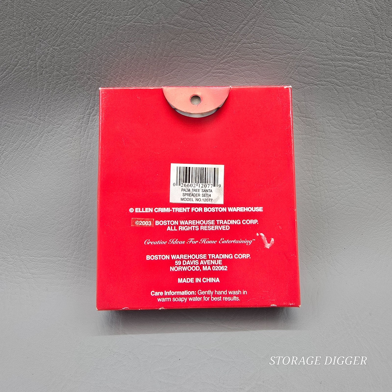 Vintage New 2003 Set of 4 Boston Warehouse Palm Tree Santa Spreader, # 12077