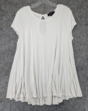 Karen Kane Womens Top XL Off White Flowy Rayon Spandex Keyhole Back Layered USA