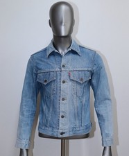 Vintage 1970s LEVI'S Type III Orange Tab Faded Denim Trucker Jacket Size S/M