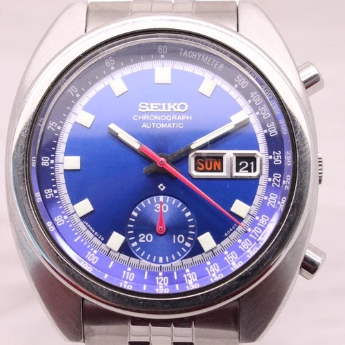Vintage 1972 Seiko Mens Watch Chronograph Automatic Stainless Steel 6139-6015