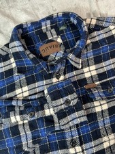 Orvis Shacket Mens Medium Plaid Flannel Double Brushed Pockets Heavyweight