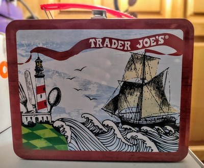 Trader Joe s Metal Lunch Box w/ Corn Can Thermos   2009 Manager s Meeting   NEW
